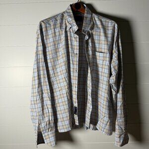 Calder Carmel Long Sleeve Button Down White, Blue & Brown Limited Edition  Sz XL